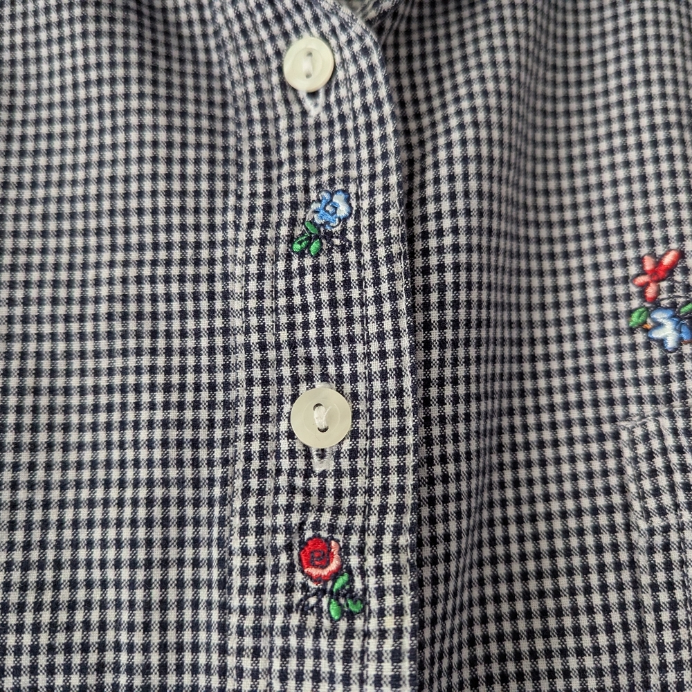 Vintage Disney Winnie the Pooh Button Up Shirt Tigger Gingham Blue/White 20W - Picture 4 of 8